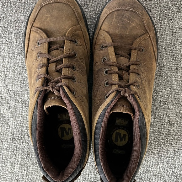 Merrell Quartz Women’s 7 Brown Leather Hiking Shoes Vibram OrthoLite Comfort - Picture 5 of 11